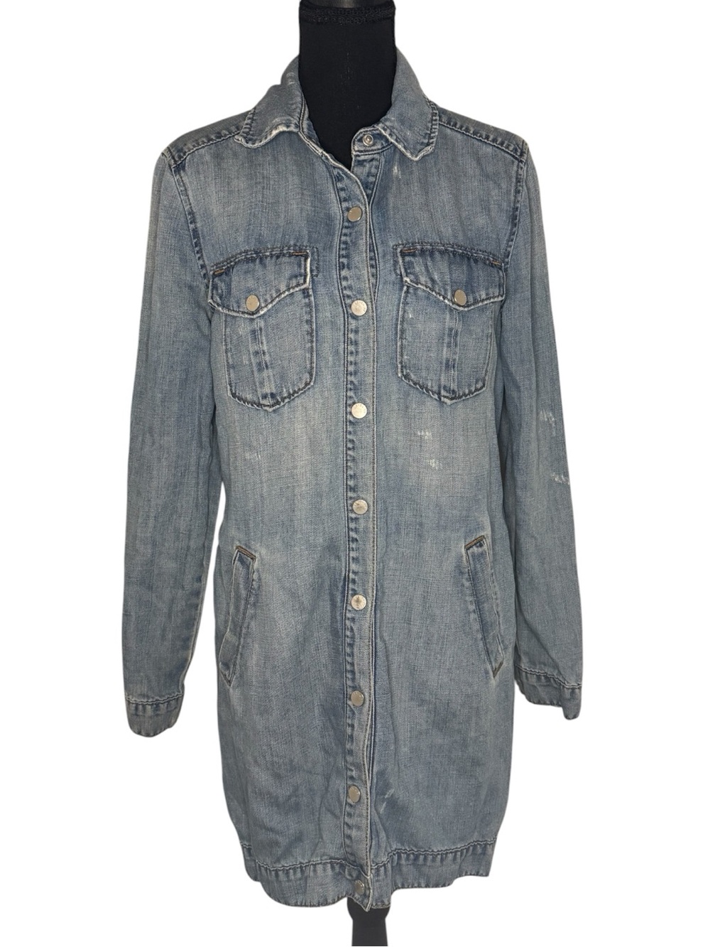 Level 99 Light Blue Denim Longline Jacket